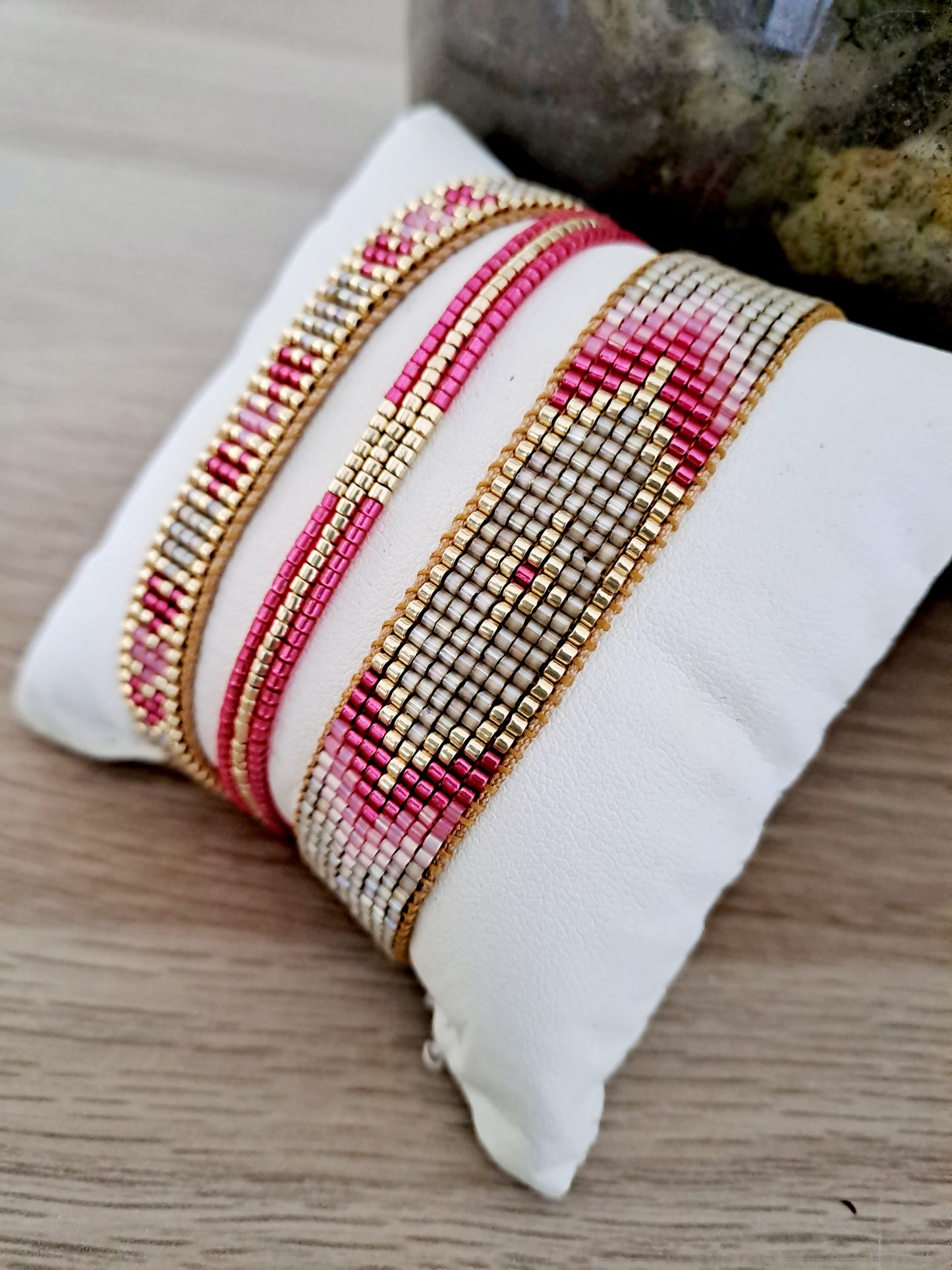 Bracelets tissés Miyuki -rose métallisé