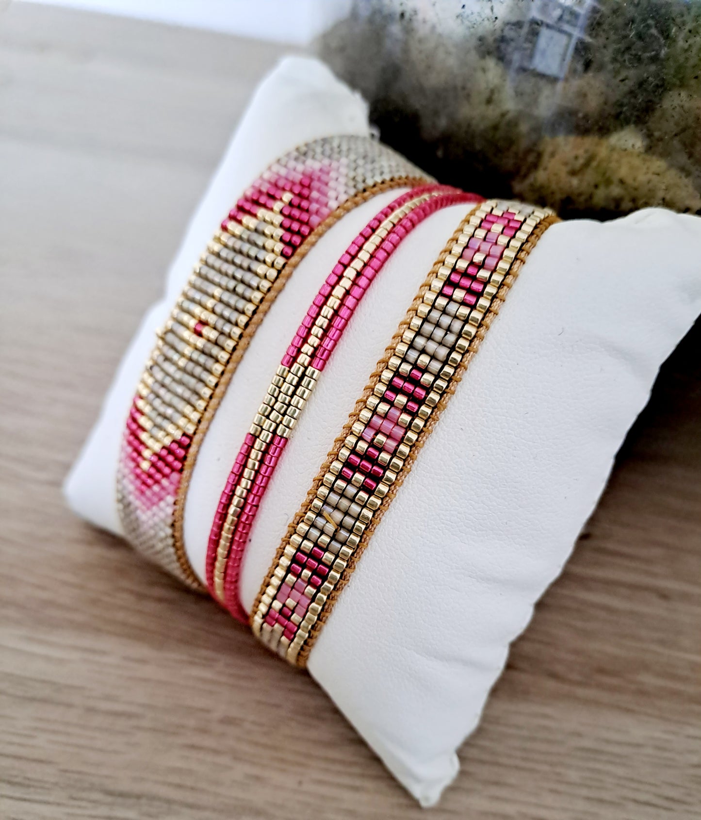 Bracelets tissés Miyuki -rose métallisé