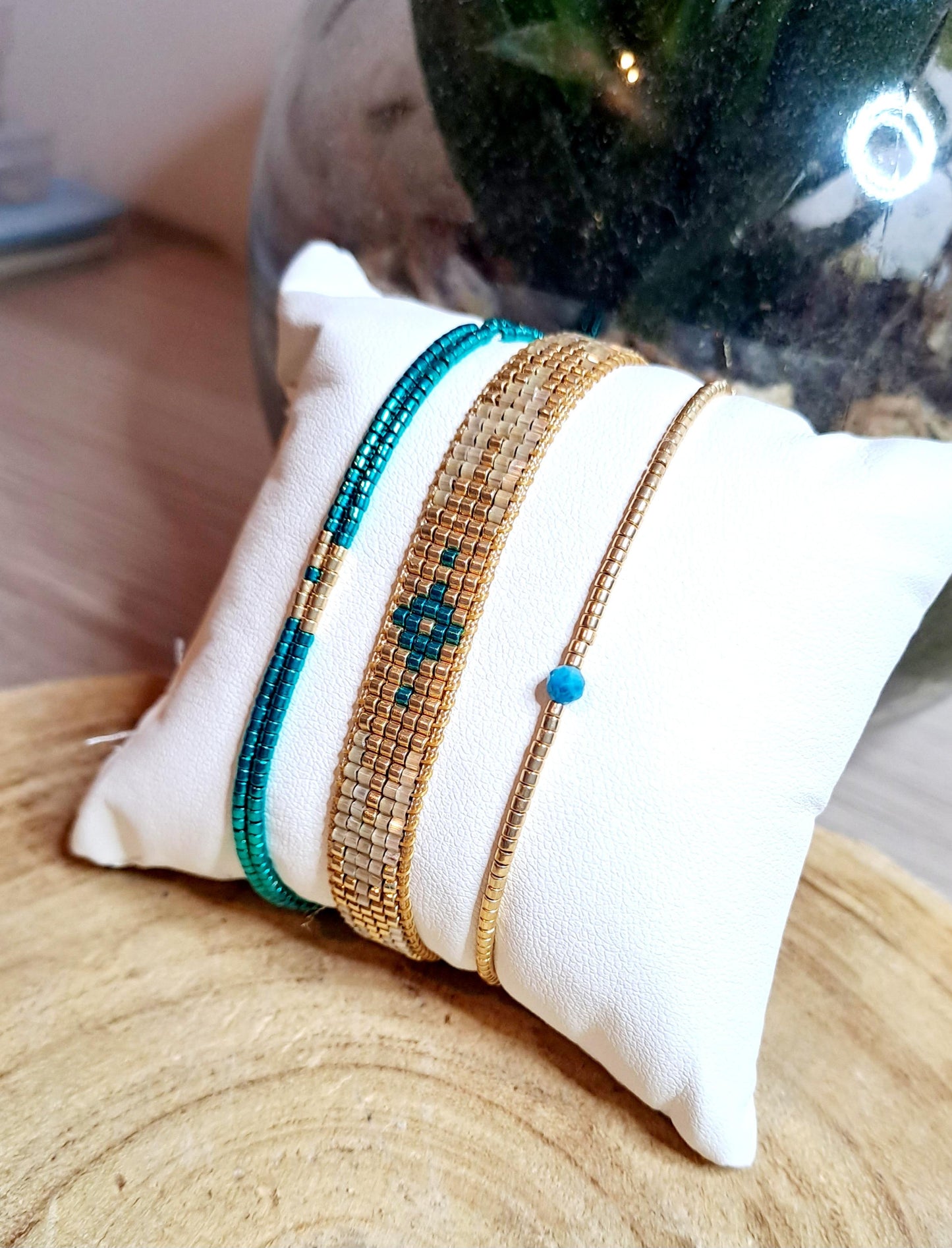 Bracelets tissés Miyuki -Bleu Metallisé et Doré