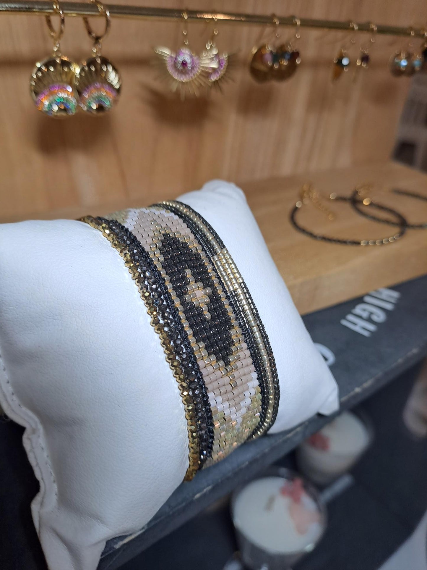 Bracelets tissés Miyuki -Noir et Quartz irisé