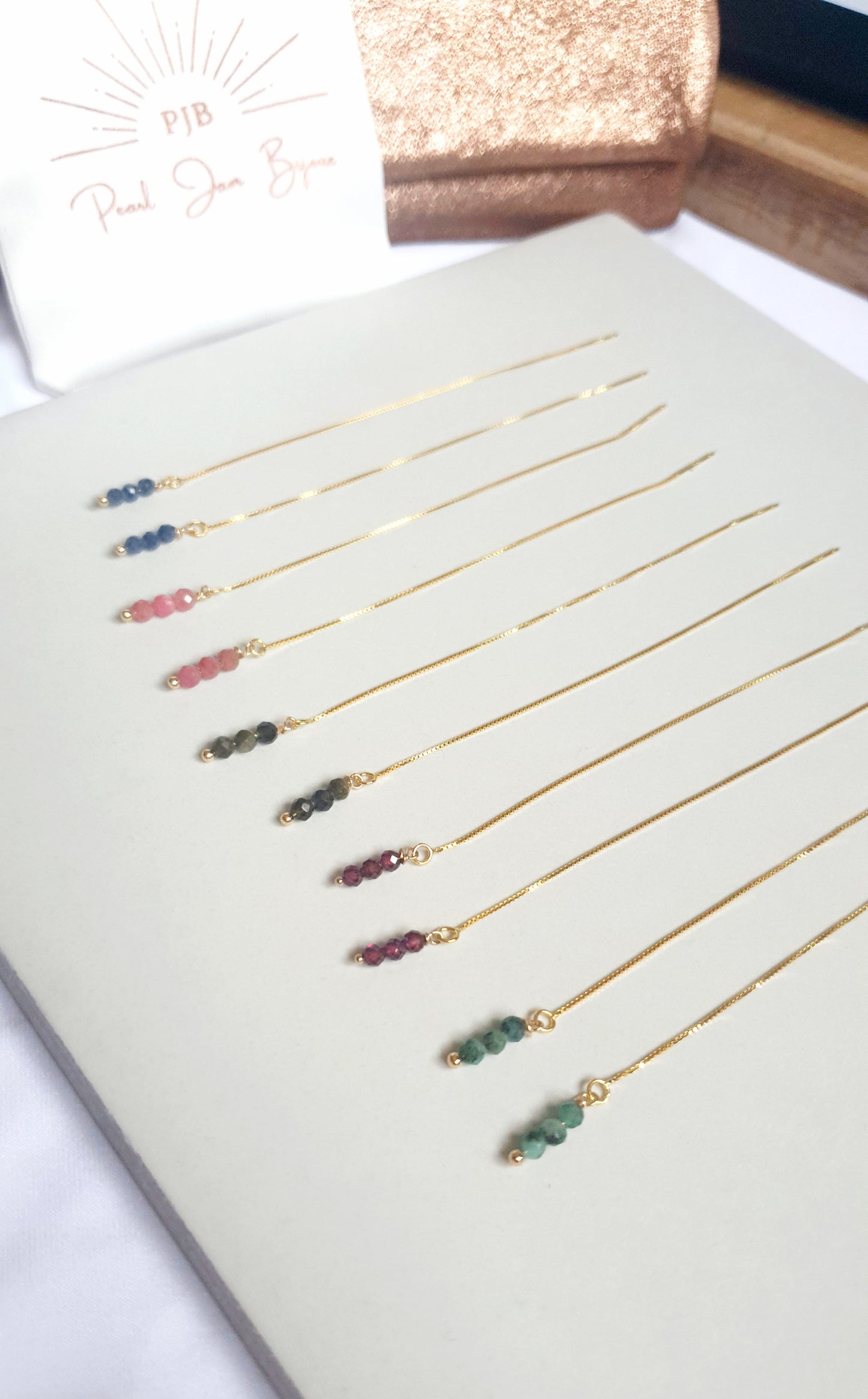 Chaines d'oreilles pierres semi-precieuses gold-filled 14k