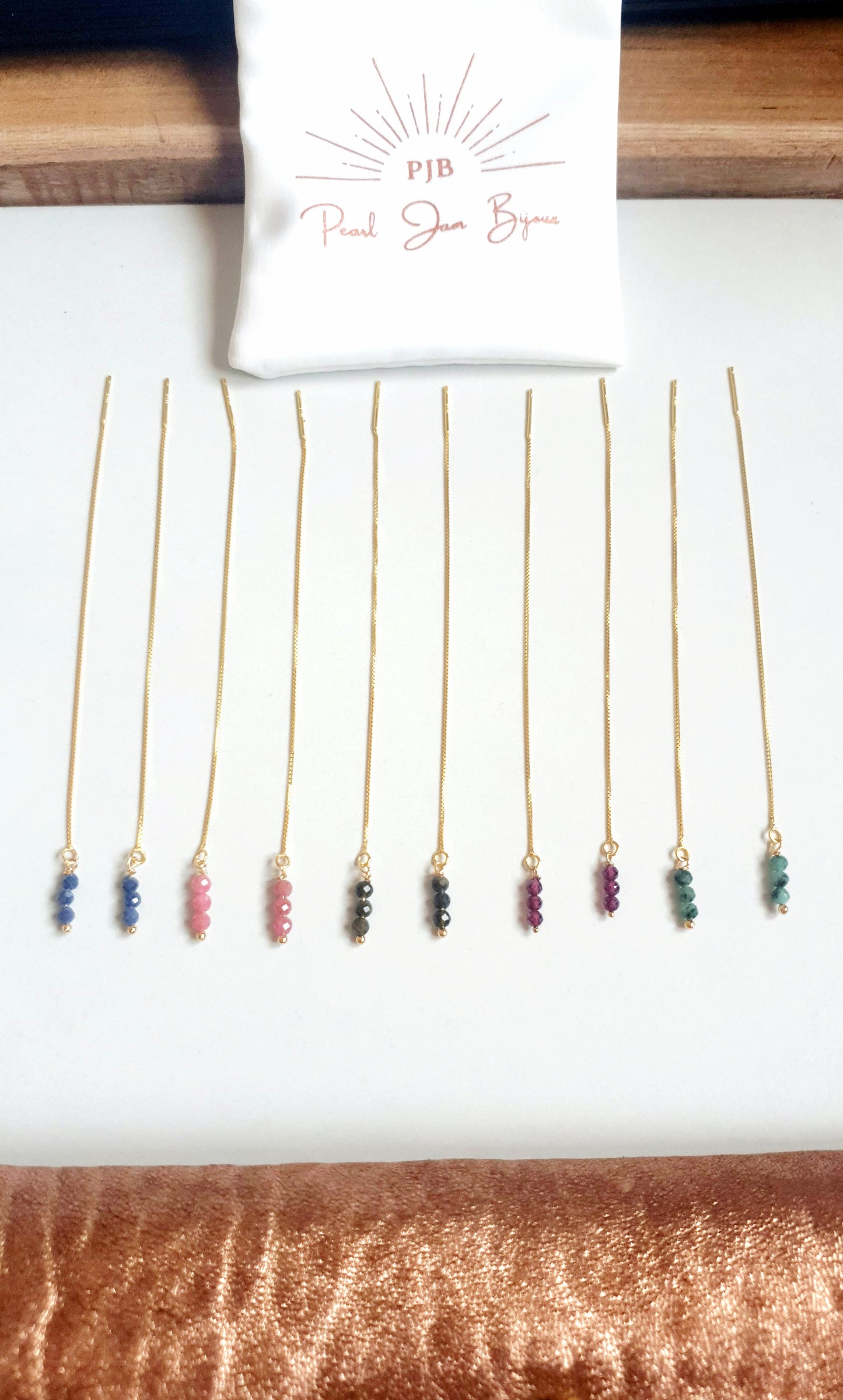 Chaines d'oreilles pierres semi-precieuses gold-filled 14k