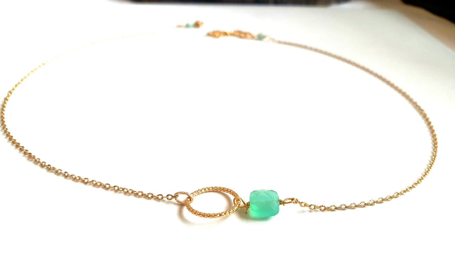 Colliers chaine plaquée or et Amazonite