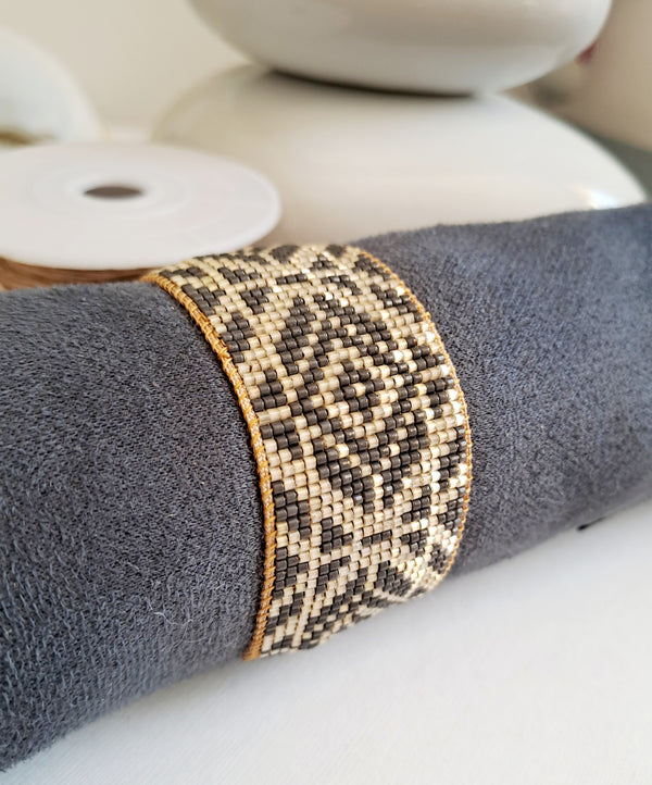 DESIGN - Écharpe tissée à franges - Mastic